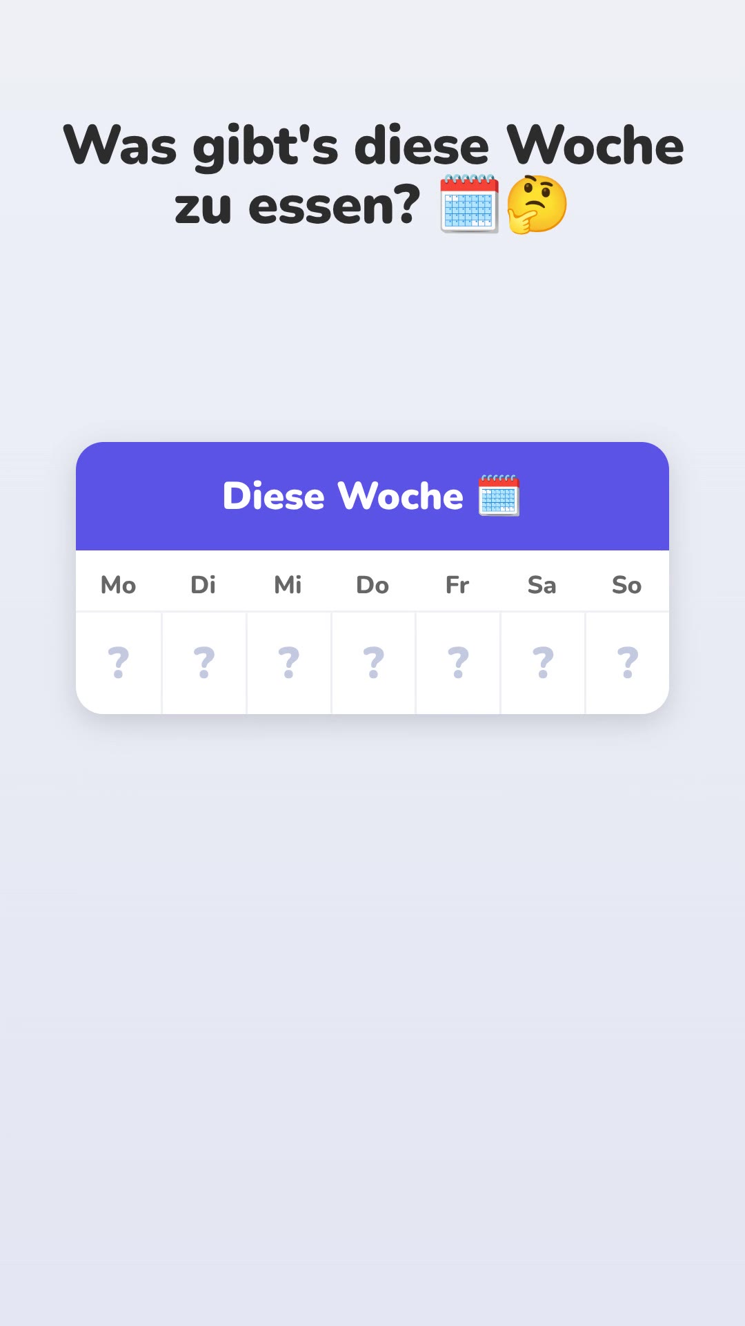 Wochenplan zur Einkaufsliste